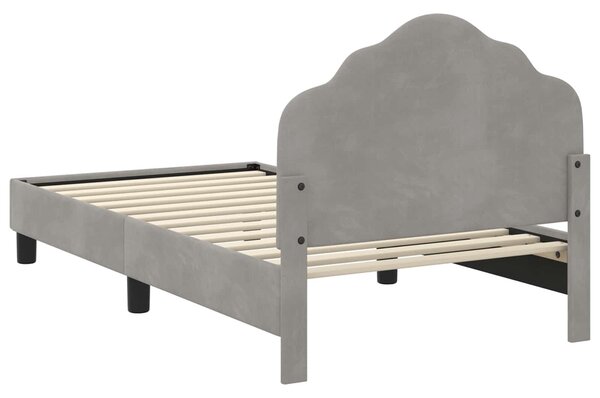 VidaXL Gyerekágy kerettel Világosszürke 80 x 160 cm Bársony