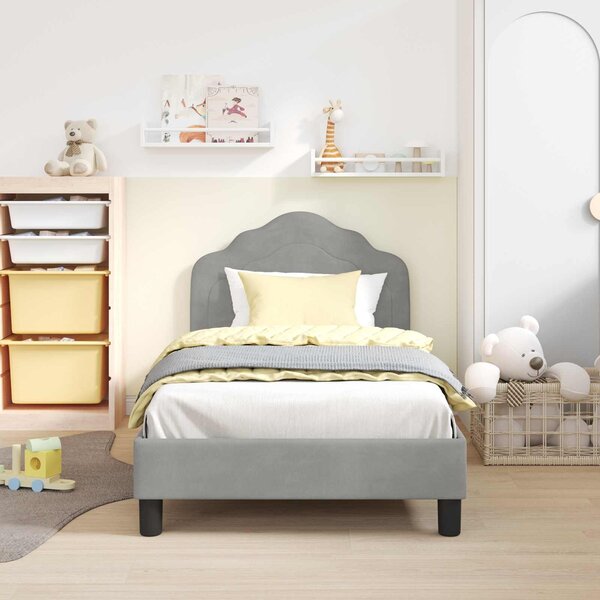 VidaXL Gyerekágy kerettel Világosszürke 80 x 160 cm Bársony