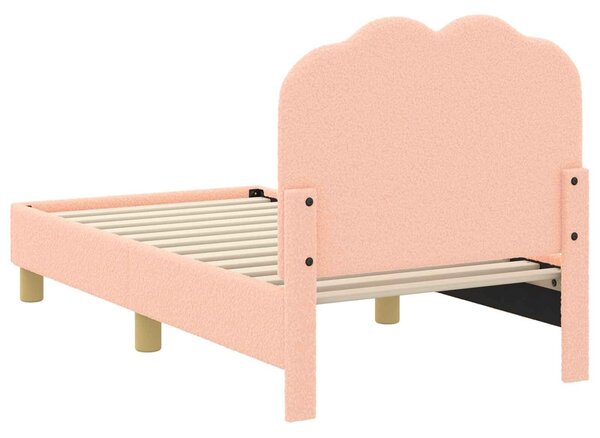 VidaXL Gyerekágy keret fejtámlával Rózsaszín 70 x 140 cm Bouclé