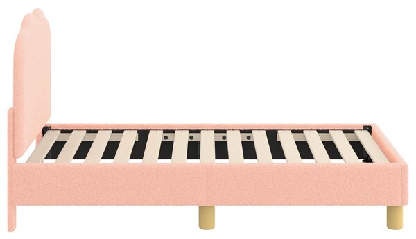 VidaXL Gyerekágy keret fejtámlával Rózsaszín 70 x 140 cm Bouclé