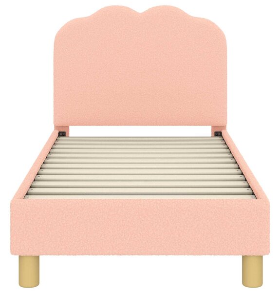 VidaXL Gyerekágy keret fejtámlával Rózsaszín 70 x 140 cm Bouclé