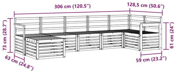 VidaXL Kültéri kanapé szett 7 pcs Fehér