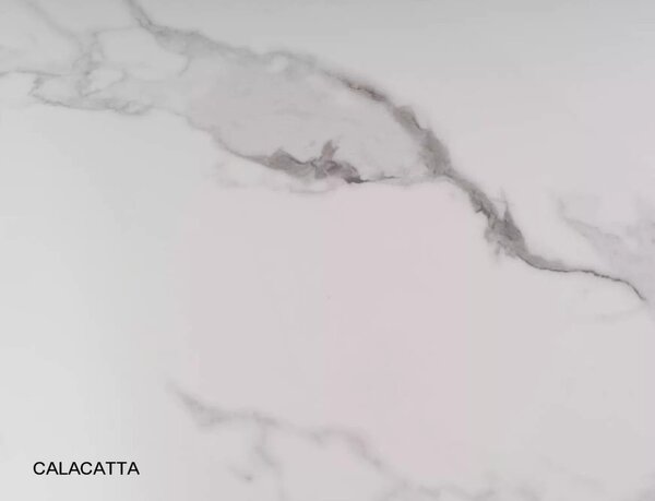 Espero Calacatta Kerek Kerámia Étkezőasztal Fehér Márvány Mintázattal
