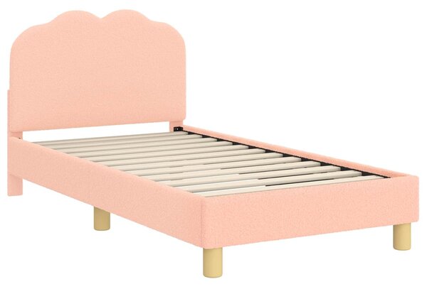 VidaXL Gyerekágy kerettel fejtámlával Rózsaszín 80 x 160 cm Bouclé
