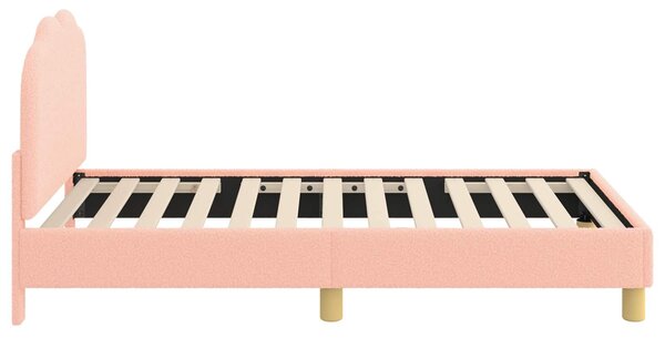 VidaXL Gyerekágy kerettel fejtámlával Rózsaszín 80 x 160 cm Bouclé