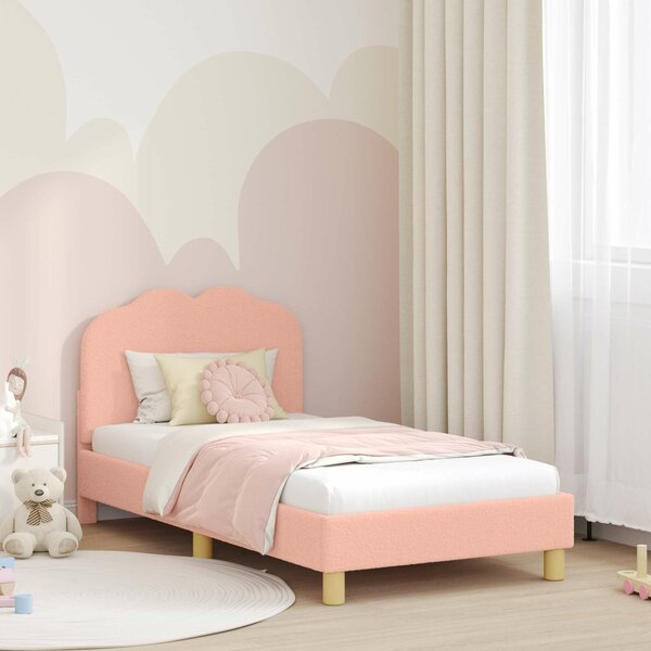 VidaXL Gyerekágy kerettel fejtámlával Rózsaszín 80 x 160 cm Bouclé