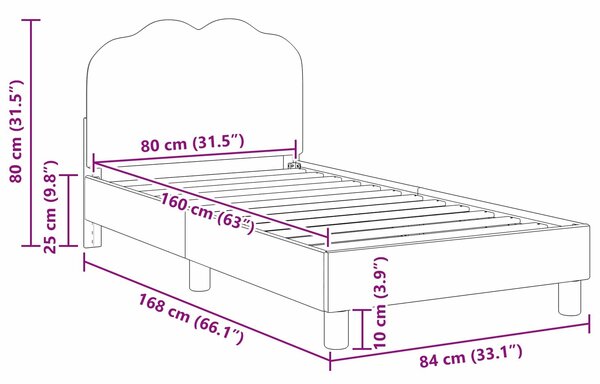 VidaXL Gyerekágy kerettel fejtámlával Rózsaszín 80 x 160 cm Bouclé