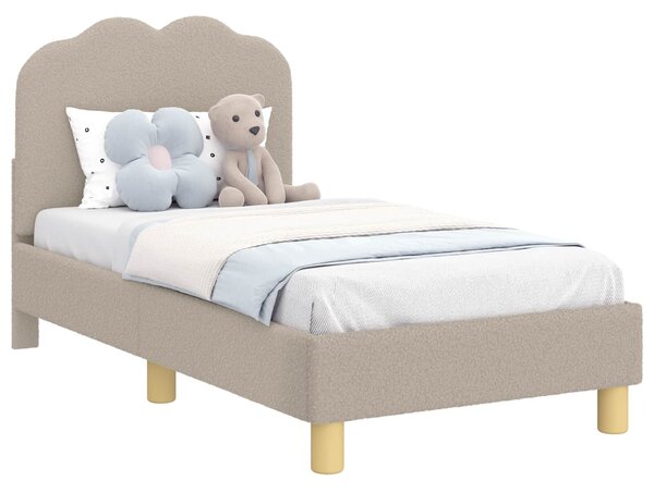VidaXL Gyerekágy keret fejtámlával Világosszürke 70 x 140 cm Bouclé