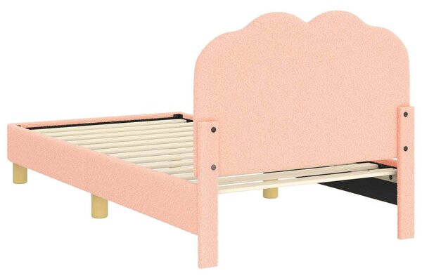 VidaXL Gyerekágy kerettel fejtámlával Rózsaszín 80 x 160 cm Bouclé