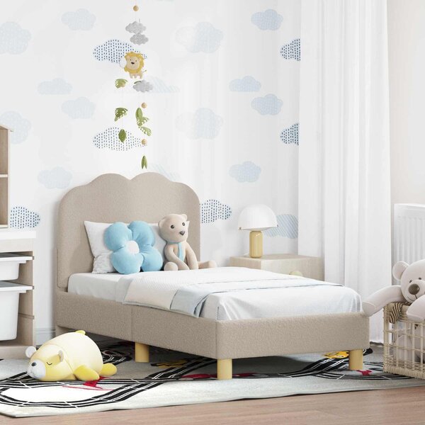 VidaXL Gyerekágy keret fejtámlával Világosszürke 70 x 140 cm Bouclé