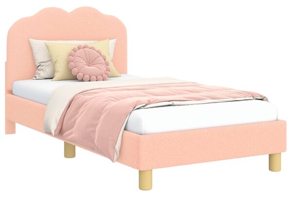 VidaXL Gyerekágy kerettel fejtámlával Rózsaszín 80 x 160 cm Bouclé