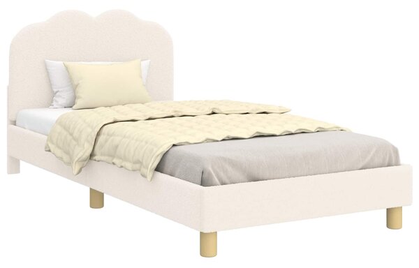 VidaXL Gyerekágy kerettel fejtámlával Krémszínű 80 x 200 cm Bouclé