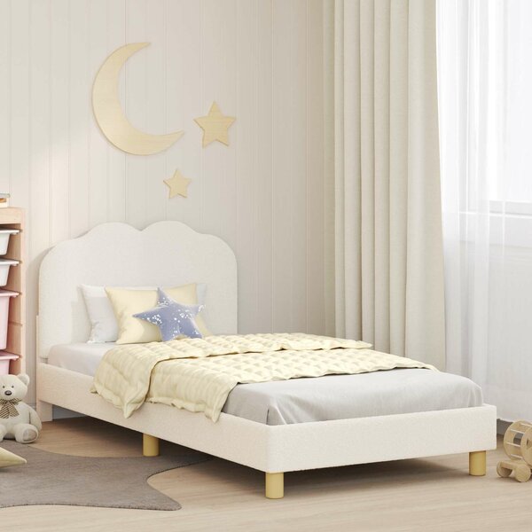 VidaXL Gyerekágy kerettel fejtámlával Krémszínű 80 x 200 cm Bouclé