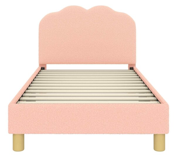 VidaXL Gyerekágy kerettel fejtámlával Rózsaszín 80 x 160 cm Bouclé