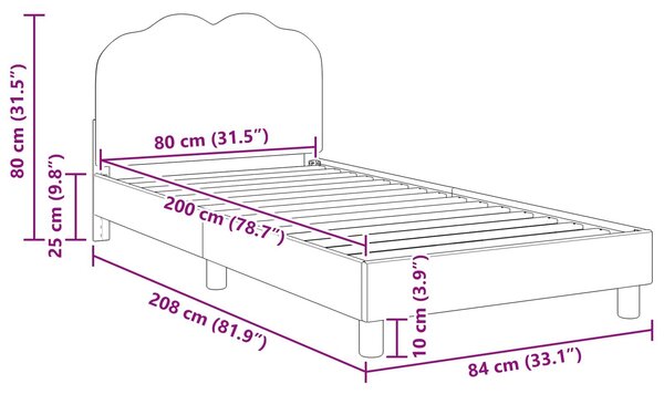 VidaXL Gyerekágy kerettel fejtámlával Krémszínű 80 x 200 cm Bouclé
