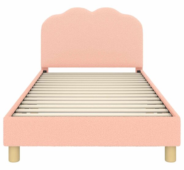 VidaXL Gyerekágy kerettel fejtámlával Rózsaszín 90 x 190 cm Bouclé
