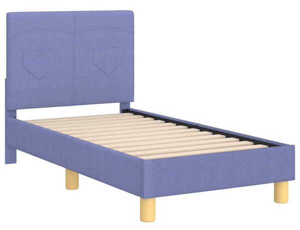 VidaXL Gyerekágy keret fejtámlával Farmerkék 70 x 140 cm szövet