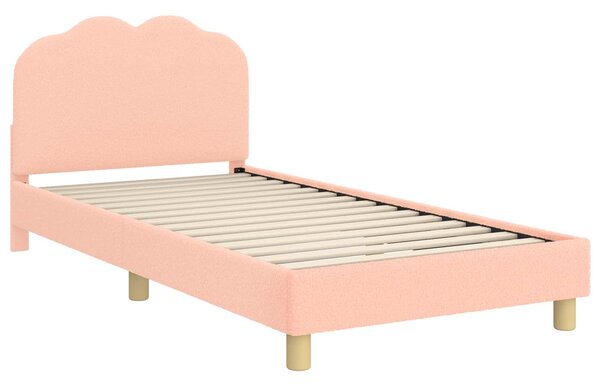 VidaXL Gyerekágy kerettel fejtámlával Rózsaszín 90 x 190 cm Bouclé