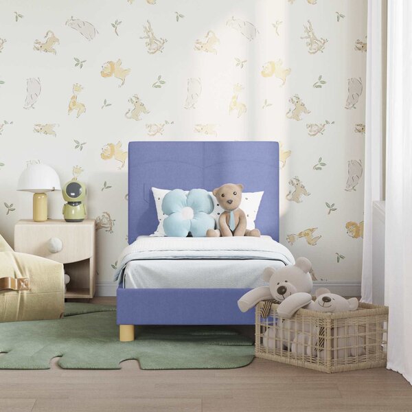 VidaXL Gyerekágy keret fejtámlával Farmerkék 70 x 140 cm szövet