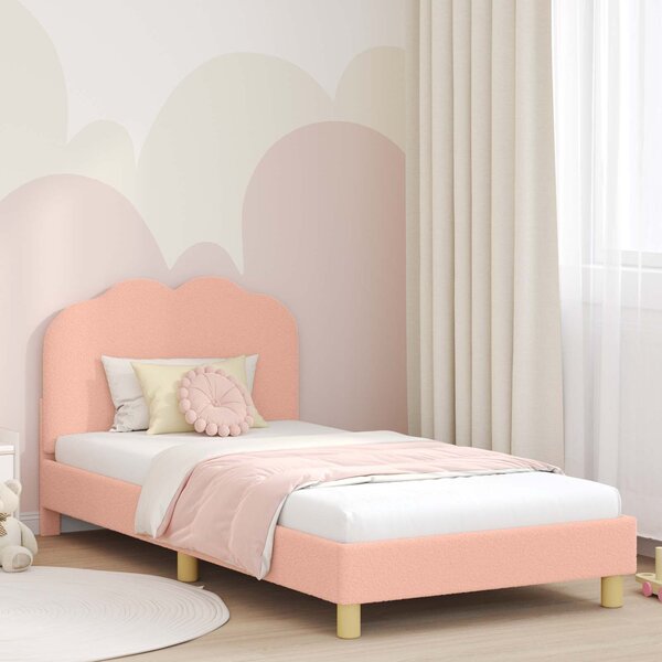 VidaXL Gyerekágy kerettel fejtámlával Rózsaszín 90 x 190 cm Bouclé