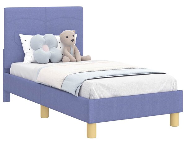 VidaXL Gyerekágy keret fejtámlával Farmerkék 70 x 140 cm szövet