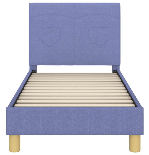 VidaXL Gyerekágy keret fejtámlával Farmerkék 70 x 140 cm szövet