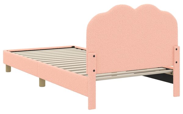 VidaXL Gyerekágy kerettel fejtámlával Rózsaszín 90 x 190 cm Bouclé