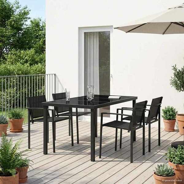VidaXL Kültéri Bútor Szett 5 pcs Fekete és Antracit 160 x 80 x 73 cm