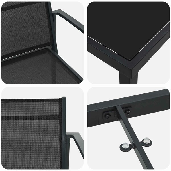 VidaXL Kültéri Bútor Szett 5 pcs Fekete és Antracit 160 x 80 x 73 cm