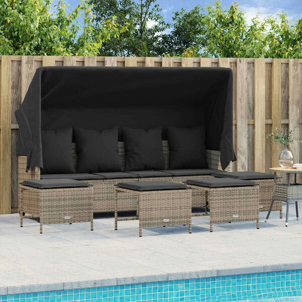 VidaXL Polyrattan Kerti Ülőgarnitúra - 5 részes - Szürke
