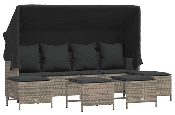 VidaXL Polyrattan Kerti Ülőgarnitúra - 5 részes - Szürke