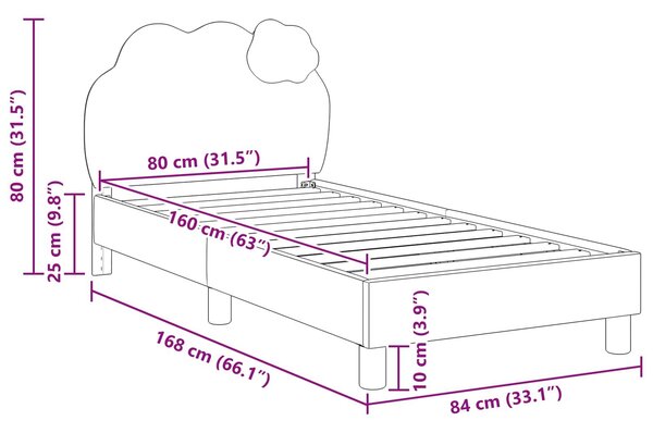 VidaXL Gyerekágy kerettel fejtámlával Kék 80 x 160 cm PU
