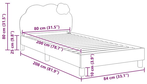 VidaXL Gyerekágy kerettel fejtámlával Kék 80 x 200 cm PU