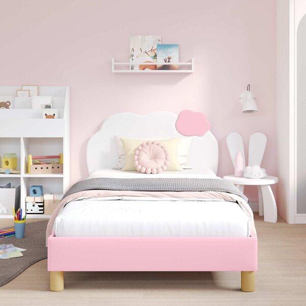 VidaXL Gyerekágy kerettel fejtámlával Rózsaszín 90 x 190 cm PU