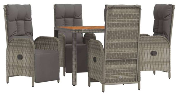 VidaXL Polyrattan Kerti Étkezőgarnitúra - 5 részes - Szürke
