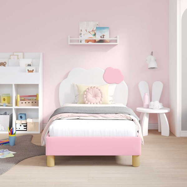VidaXL Gyerekágy kerettel fejtámlával Rózsaszín 80 x 160 cm PU