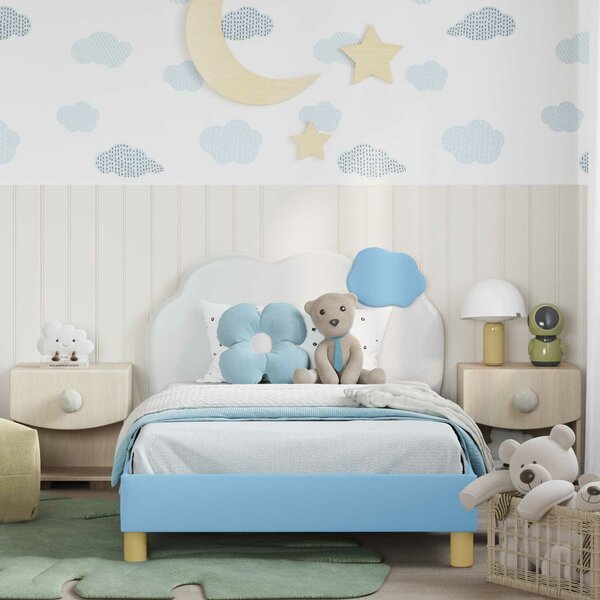 VidaXL Gyerekágy kerettel fejtámlával Kék 80 x 200 cm PU