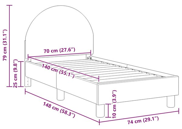 VidaXL Gyerekágy keret fejtámlával Krémszínű 70 x 140 cm Bouclé