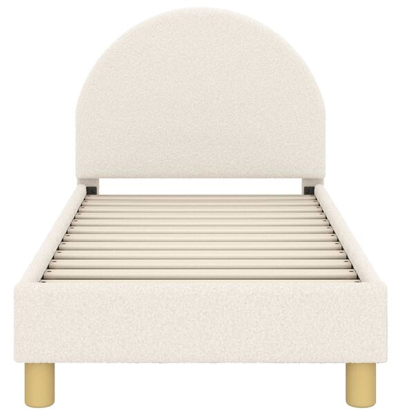VidaXL Gyerekágy keret fejtámlával Krémszínű 70 x 140 cm Bouclé