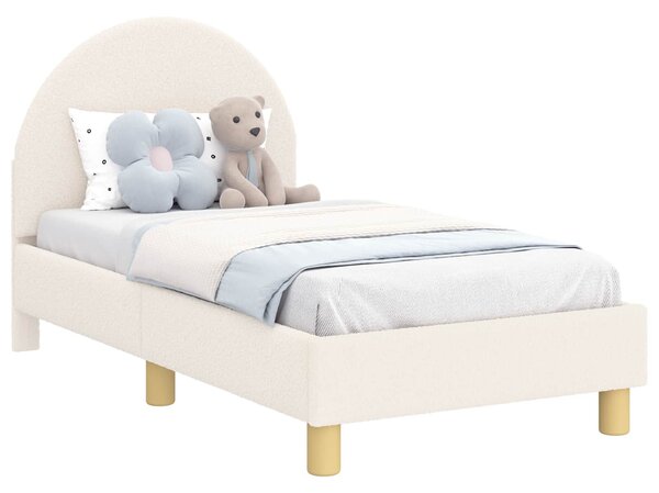 VidaXL Gyerekágy keret fejtámlával Krémszínű 70 x 140 cm Bouclé