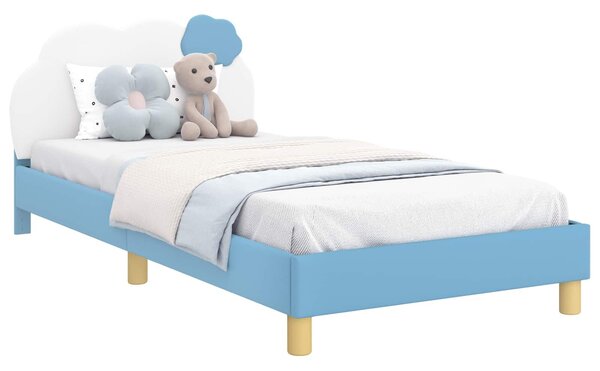VidaXL Gyerekágy kerettel fejtámlával Kék 80 x 200 cm PU