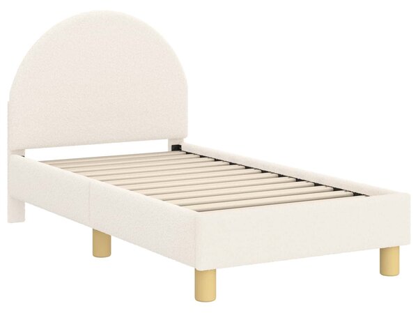 VidaXL Gyerekágy keret fejtámlával Krémszínű 70 x 140 cm Bouclé