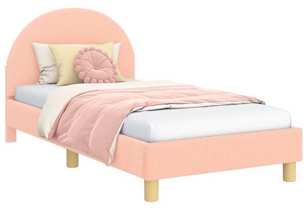 VidaXL Gyerekágy kerettel fejtámlával Rózsaszín 80 x 160 cm Bouclé