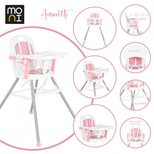 Moni Amaretti 3in1 etetőszék - Rózsaszín