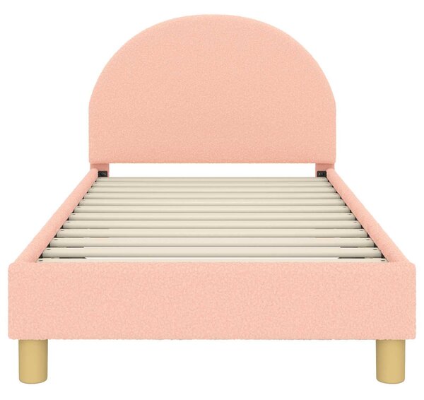 VidaXL Gyerekágy kerettel fejtámlával Rózsaszín 80 x 160 cm Bouclé