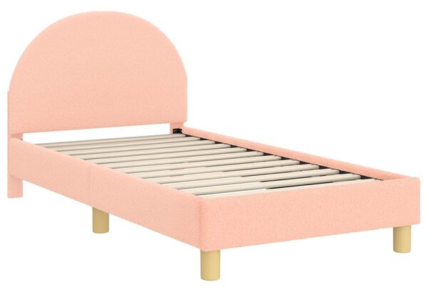 VidaXL Gyerekágy kerettel fejtámlával Rózsaszín 80 x 160 cm Bouclé