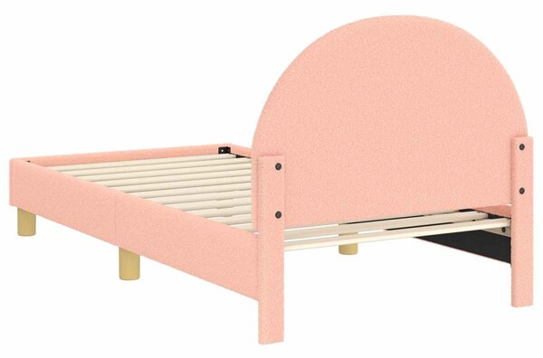 VidaXL Gyerekágy kerettel fejtámlával Rózsaszín 80 x 160 cm Bouclé