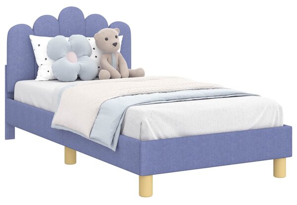 VidaXL Gyerekágy kerettel fejtámlával Farmerkék 80 x 160 cm Szövet