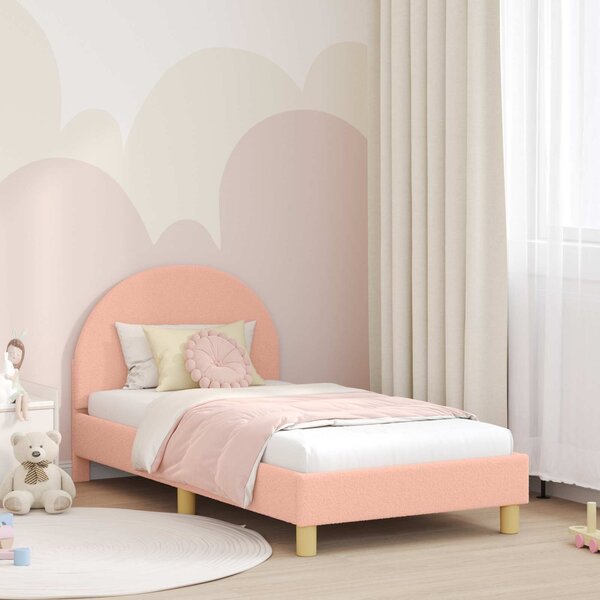 VidaXL Gyerekágy kerettel fejtámlával Rózsaszín 80 x 160 cm Bouclé