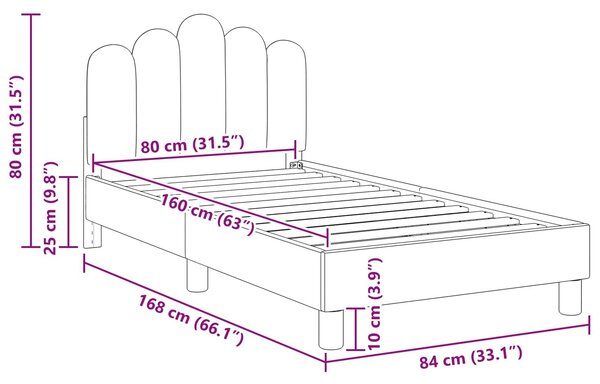 VidaXL Gyerekágy kerettel fejtámlával Farmerkék 80 x 160 cm Szövet